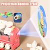 Kids Domino Train Toy Automatic Domino Thrower Sound Light Effect Toddler Building Blocks Projection Educational Gift