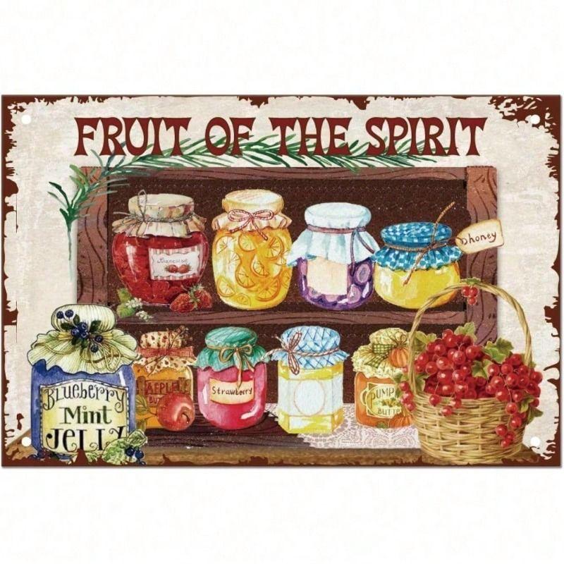

Fruit of the Spirit Metal Wall Art Vintage Poster for Kitchen Bar