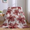 Burgundy Hibiscus Flannel Blanket Warm Soft Halloween Christmas Couch Warm Cozy Decorative Decor Gift for All Season
