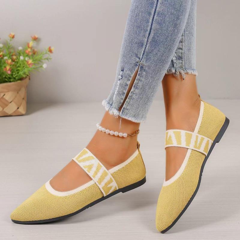 Women's Ballet Flats Casual Shoes Low Heel Elegant Women's Sneakers Comfortable Pointed Toe Mesh Breathable Work Shoes