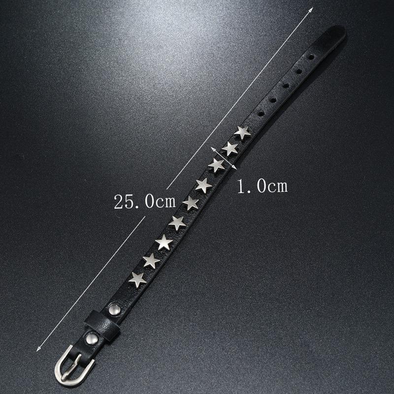 Fashion Jewelry, Men's Leather Simple Bracelet 9 Pentagram Leather Bracelet Men's Style