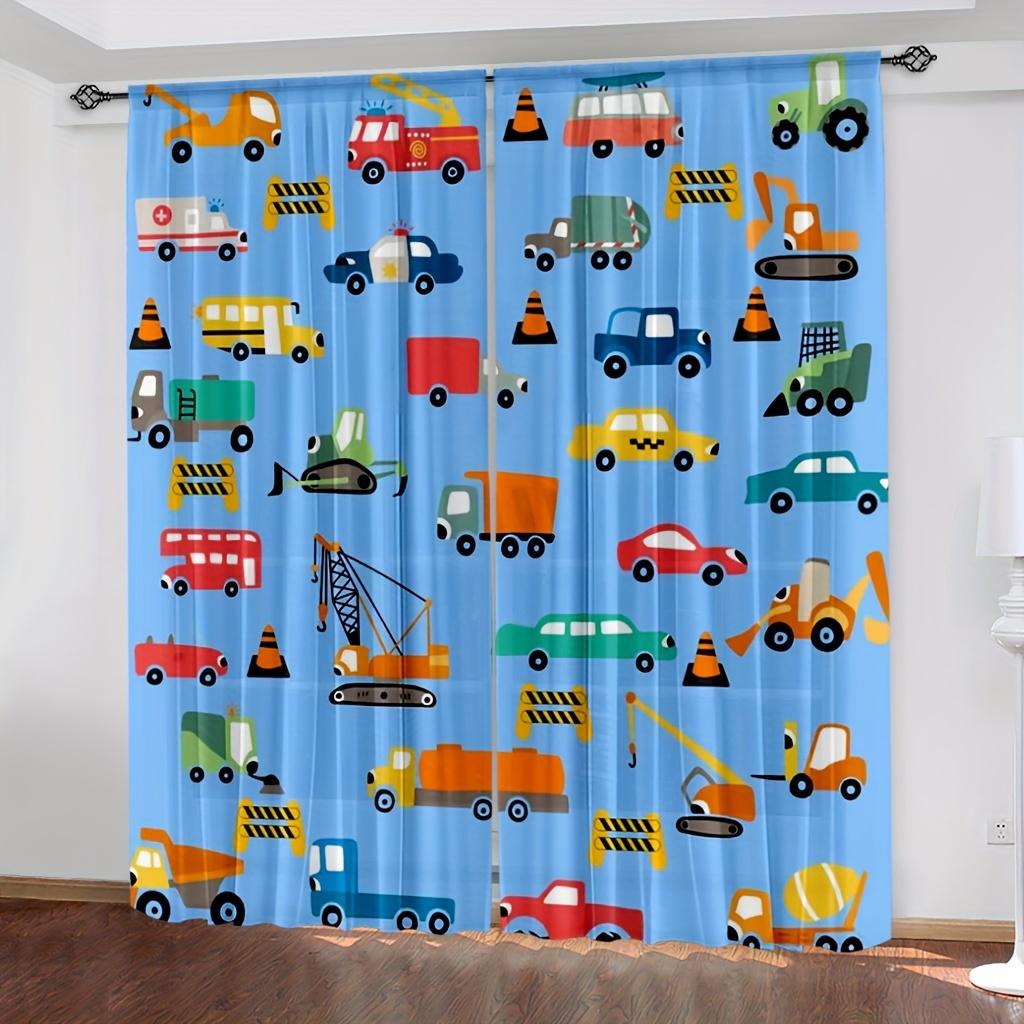 2 ks Chlapecké stavební závěsy Traktor Nákladní auto pro výzdobu ložnice Buldozer Bagr Umělecký tisk Herna Obývací pokoj Okenní závěs