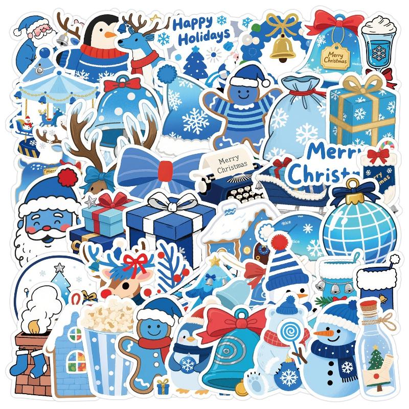 50Pcs Christmas Stamp Stickers Decals For Laptop Scrapbook Skateboard Helmet Guitar Diy Creative Aesthetic Stickers A3