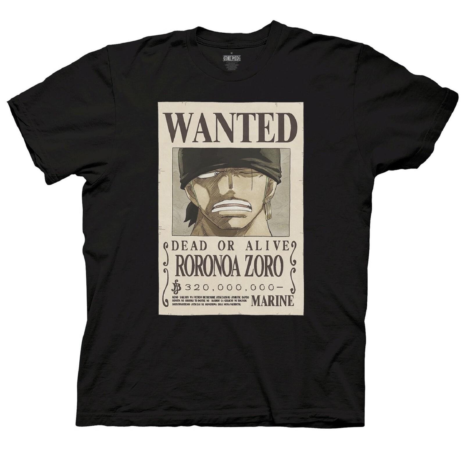 One Piece Roronoa Zoro Full Wanted Poster Anime Adult Unisex T-shirt XXXXL