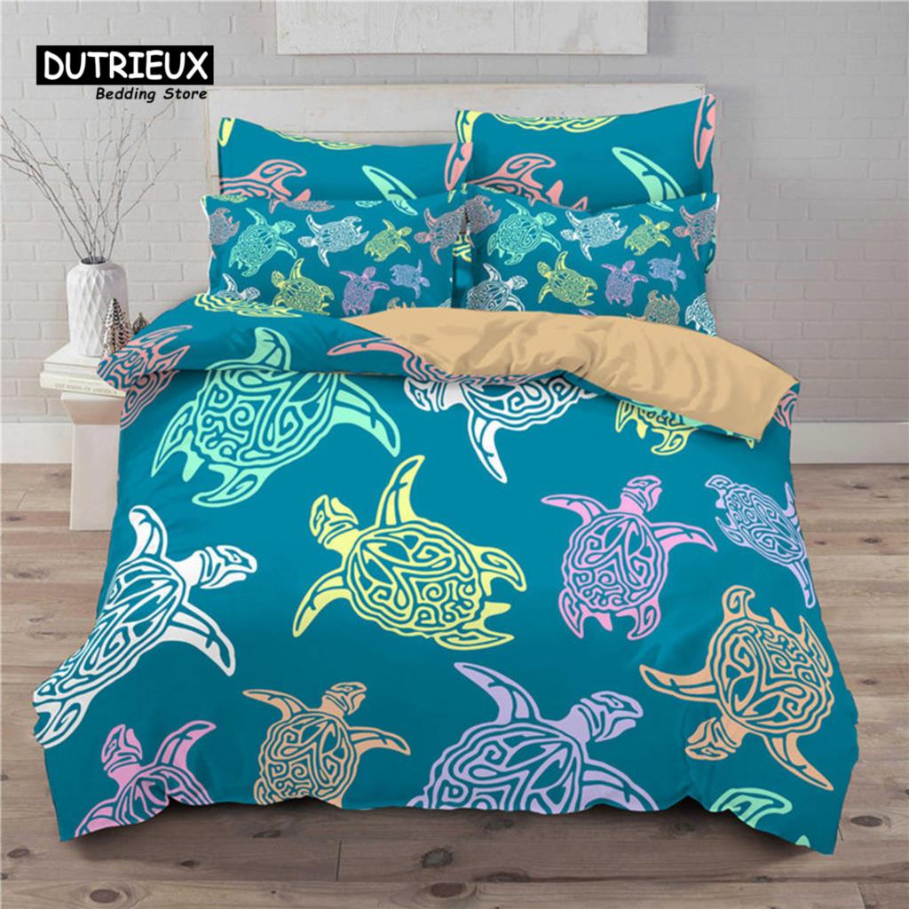 Durable Lightweight Animals Cartoon Owl Butterfly Elephant 3D Print Turtle For Child Adults Polyester King Comforter