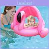 Inflatable Flamingo Seat Ring With Canopy Sunshade Cover Water Play Toy For Kids