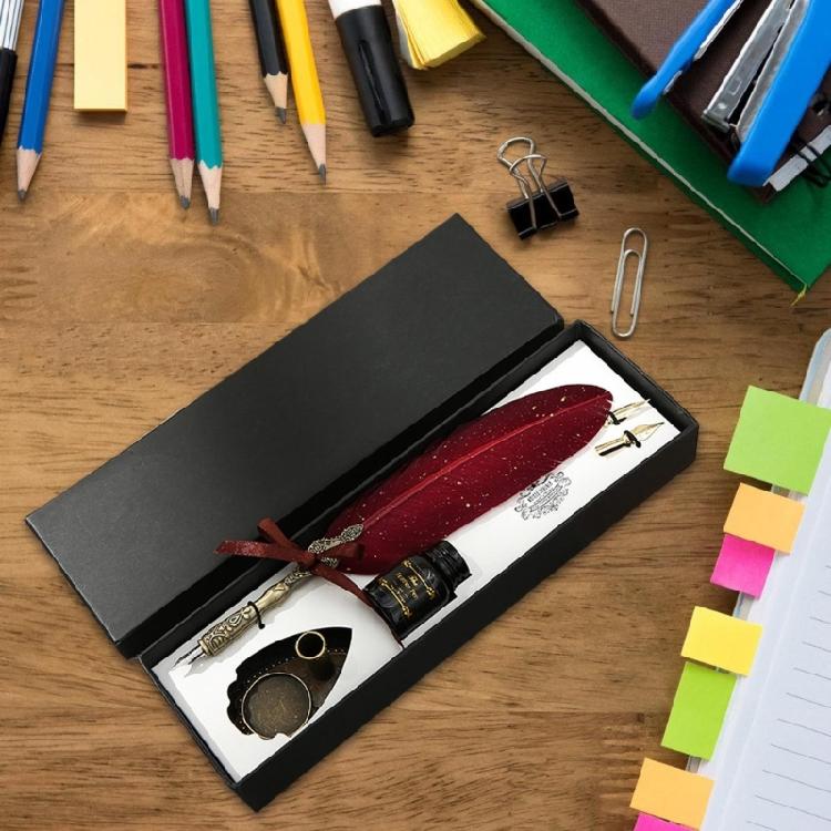 Luxury Vintage Signature Pen Calligraphy Pen for Writing Christmas Gift Quills Pen Fancy Pen Feather Calligraphy Pen Set