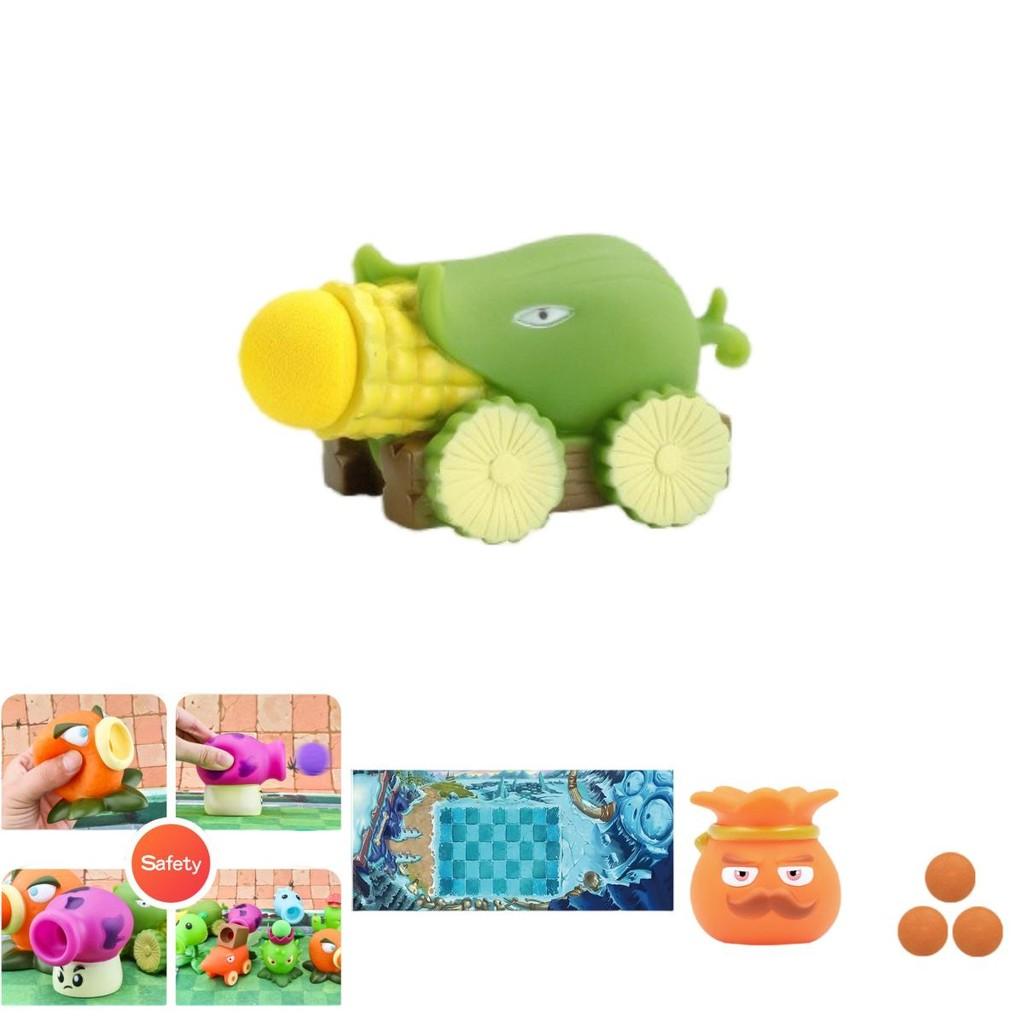 Plant Vs. Zombie Toy Olive Machine Gun With Pea Clip And Corn Shooter Accessories