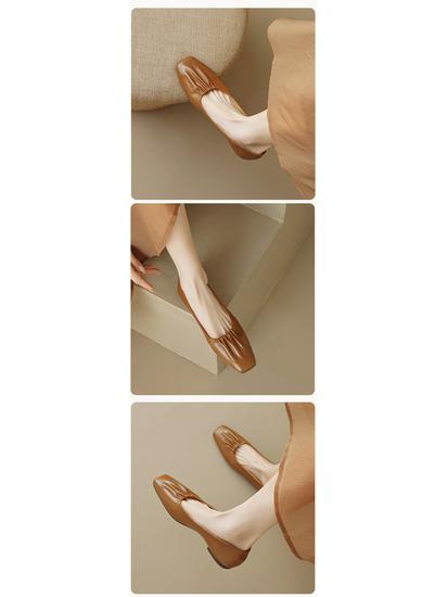 Weiwei Girl 888-1 Square Toe Women's Flat Loafers - Soft Sole Slip-On Mary Janes