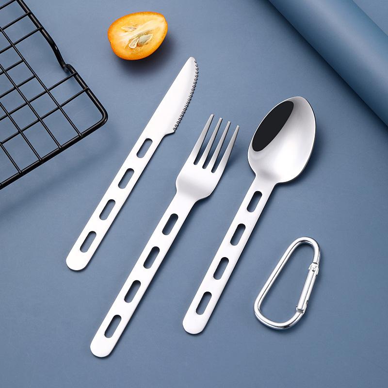 Stainless Steel Knife Fork Spoon Western Tableware Set Camping Outdoor Portable Tableware 4PCS Set