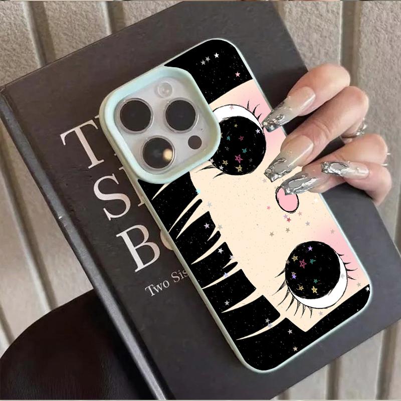 Cartoon Anime Shinning Eyes Cute Phone Case for IPhone 17 16 15 14 13 Pro Max Y2k Girl Glittering Big Eyes Back Phone Cover Capa