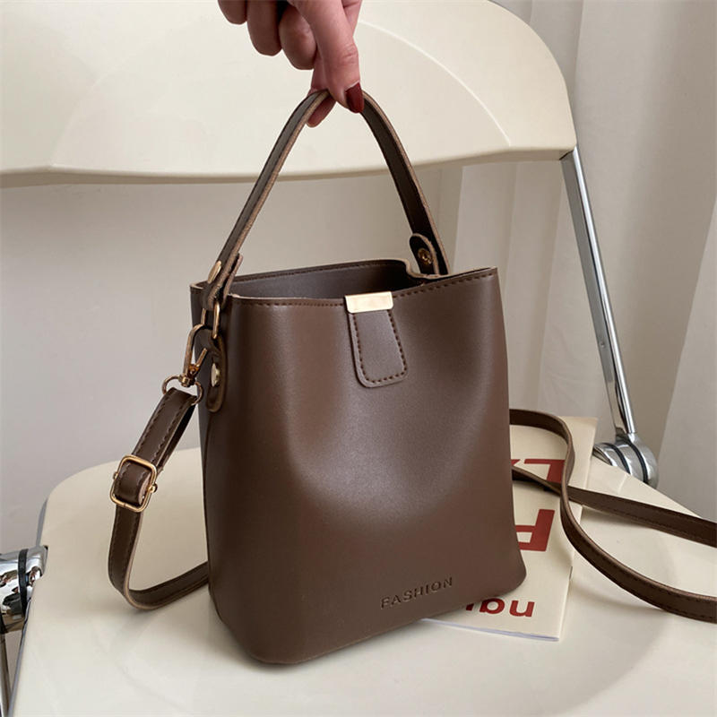 Simple Solid Color Crossbody Bags Women Elegant Shoulder Portable Bucket Bag