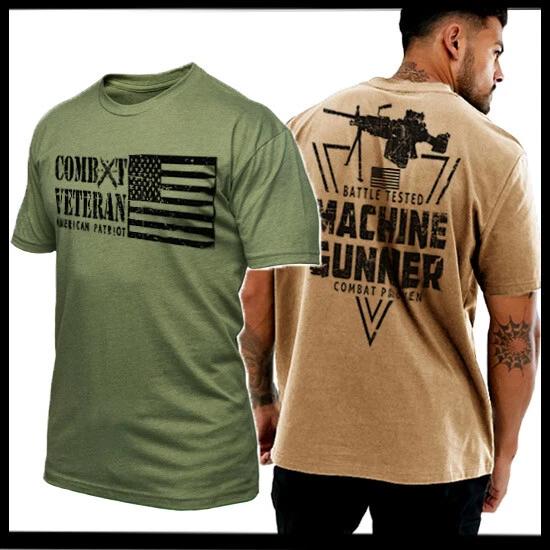 Machine Gunner T-Shirt Army Navy Seals Special Forces Combat Veteran tee XL