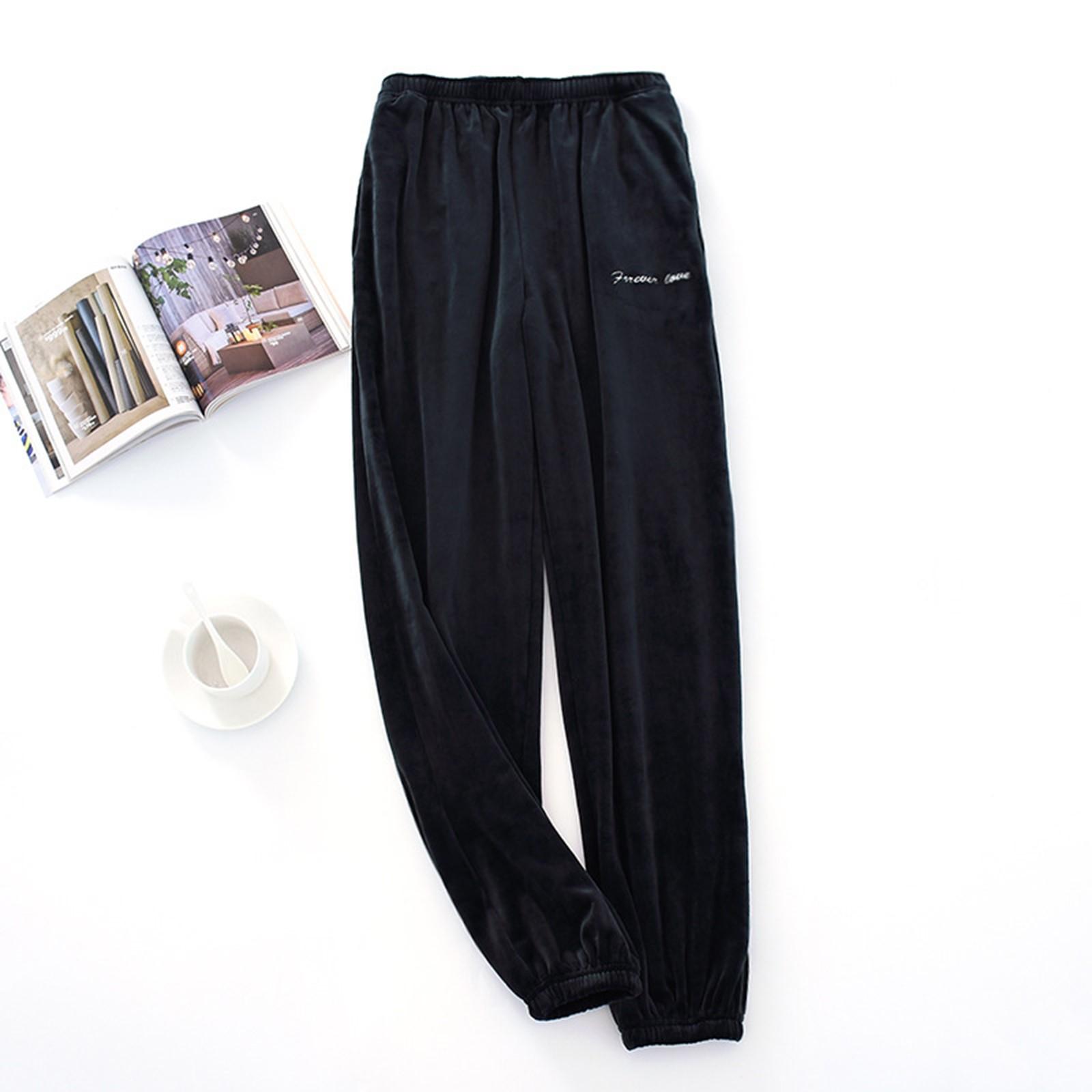 

Мужские термофлисовые карманы с утолщенной флисовой подкладкой, повседневные спортивные брюки, пижамные брюки XXXL чёрный