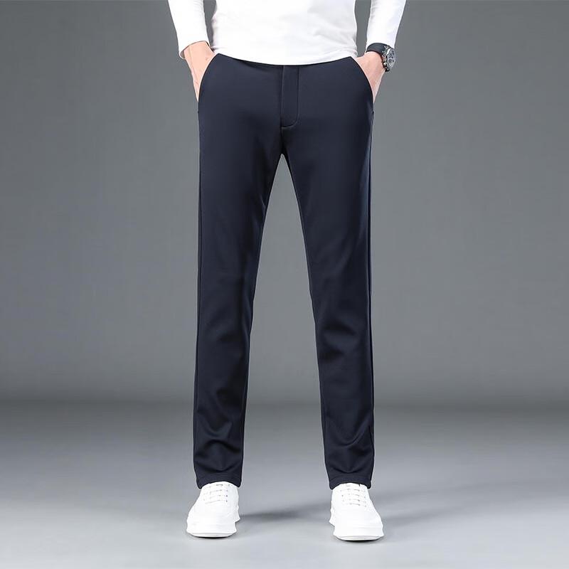 ROMON Men's Business Casual Straight-Leg Trousers