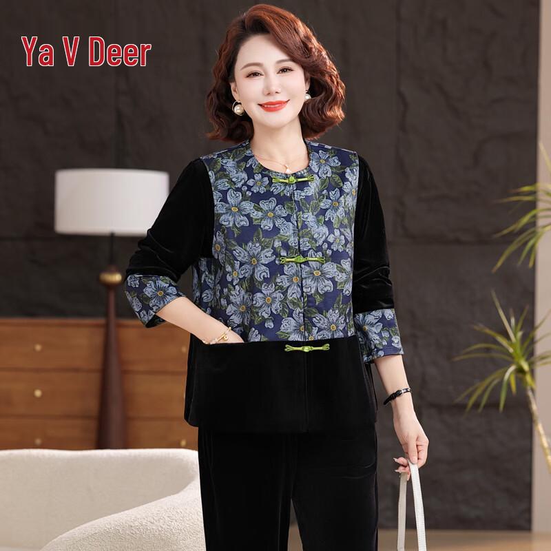 Yalu Plus Size New Chinese Gold Velvet Three-Piece Set 3XL