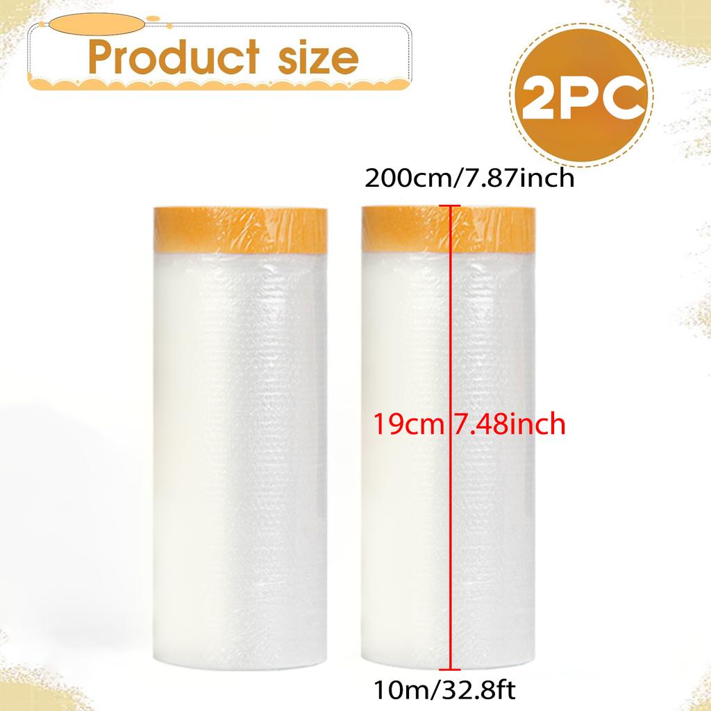 Protective Pre-Taped Masking Film, Dust-Proof Paint Cover for Car, Furniture, and Floor Protection