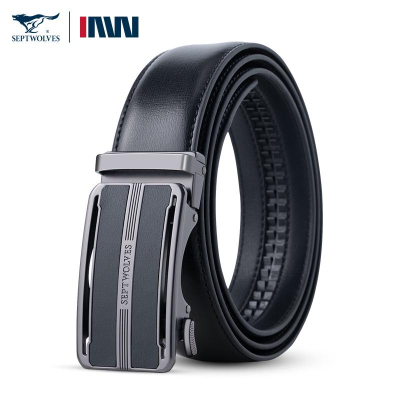 

Мужской ремень Seven Wolves в стиле ретро с автоматической пряжкой - Универсальный деловой пояс в подарок 130 cm
