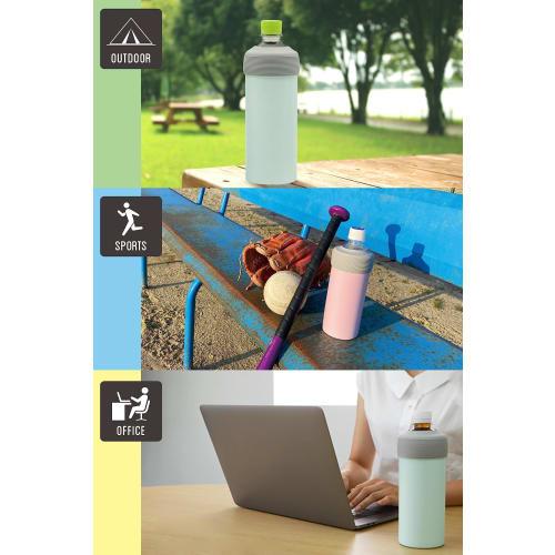 Ogura Pottery Vacuum Insulated PET Bottle Holder, Double-Walled Stainless Steel, Fits 500-600ml, Slim (Gray), Approx. 8.1 X H17.1cm