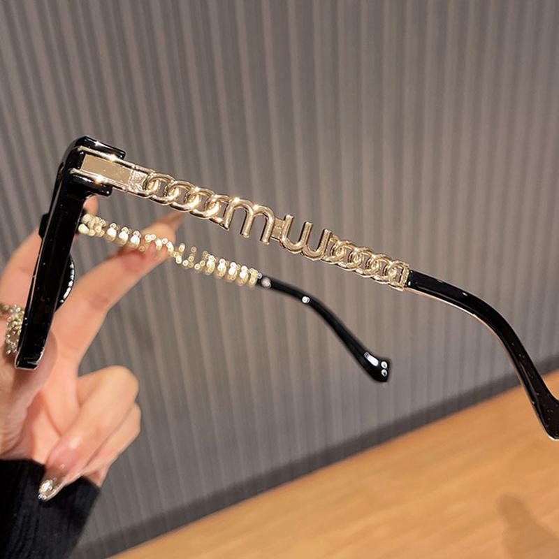 Big Frame Square Sunglasses Women Fashion Vintage Trending Sun Glasses Luxury Brand Designer Metal Chains Elegant Shades Uv400