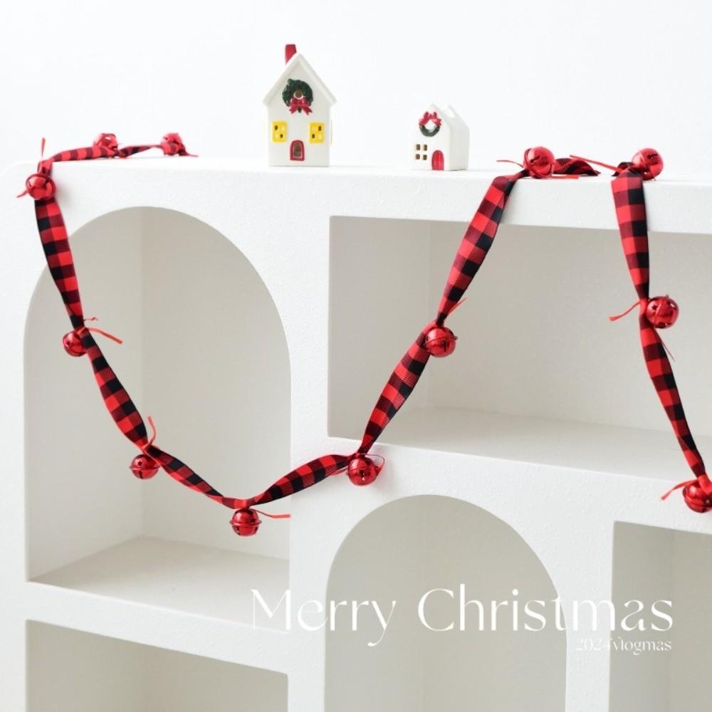 Red Ribbons Bell Pendants 2.7m Xmas Tree Hanging Bells  Festive Atmosphere