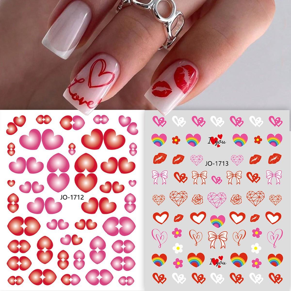 

Наклейки для ногтей на День святого Валентина, дизайнерские клейкие слайдеры, наклейки для дизайна ногтей, маникюрные украшения