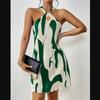 New Spring And Summer Printed Sexy Off-shoulder Lace-up Loose Women's Dress Ladies