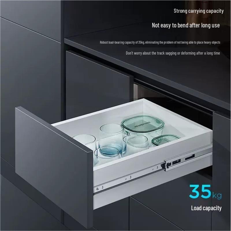 Silent Double Spring Damping Drawer Slides: Three-Section Buffer Guide Rails