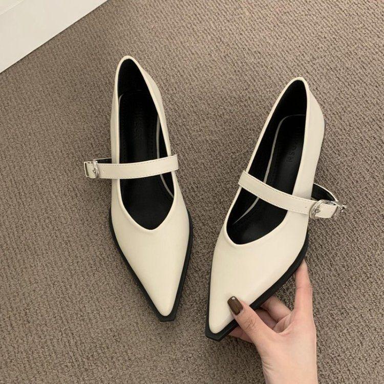 2025 New Autumn Women's Pointed Toe Mary Jane Shoes - Soft Leather, Versatile & Stylish