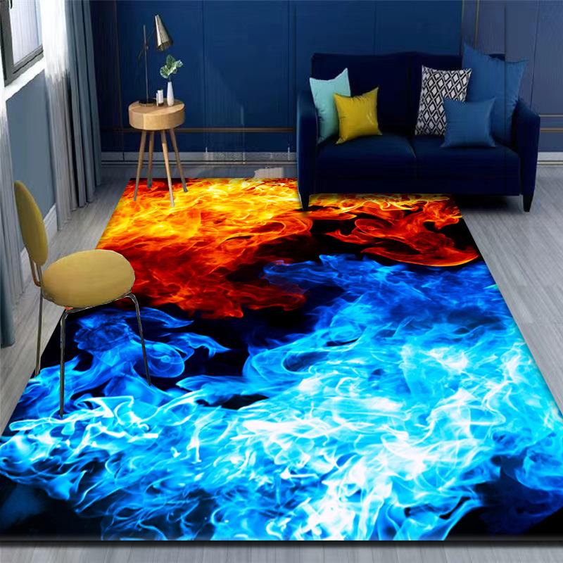 Moonlight Wolf Rug Three Wolves Howling At Full Moon Night Scene Design with Navy Sofa Yellow Chair Modern Home Decor