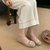 French Gentle Inner Heightening Suede Square Buckle Single Shoes 2025 Autumn New Shallow Mouth Temperament Commuting Soft-soled Grandma Shoes