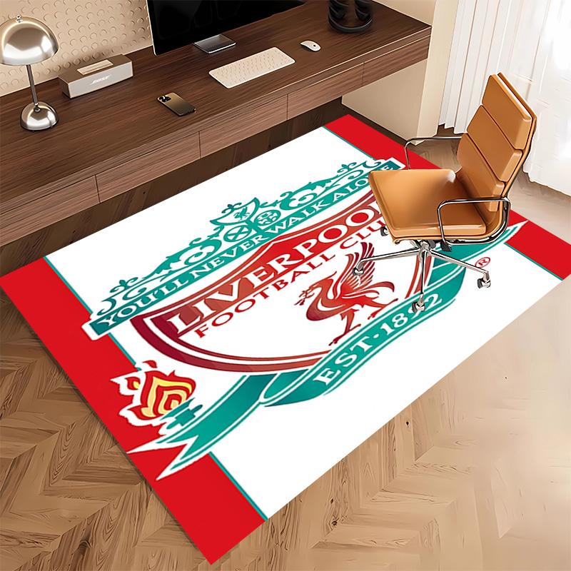 1pc Liverpool FC logo Print Area Rug - Soft, Washable Non-Slip Indoor Mat, Living Room, Home Office Decorative Rug,Office Decorative