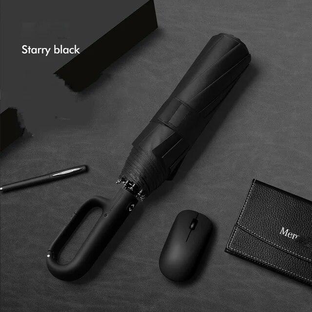 

Ветрозащитное кольцо с пряжкой, автоматическое кольцо, большой складной солнечный зонт двойного назначения, ветрозащитный солнцезащитный зонт, портативный зонт чёрный