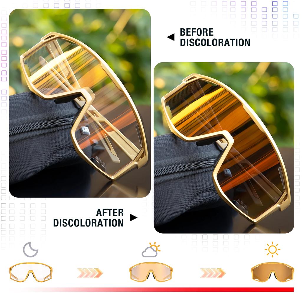 Kapvoe Photochromic Cycling Glasses UV400 MTB Clear Mountain Bike Transition Bicycle Sunglasses for Men Women Sports Eyewear