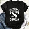 Dragon & Letter Print Crew Neck T-shirt Casual Short Sleeve Top For Spring & Summer Women's Clothing Graphic T Shirts