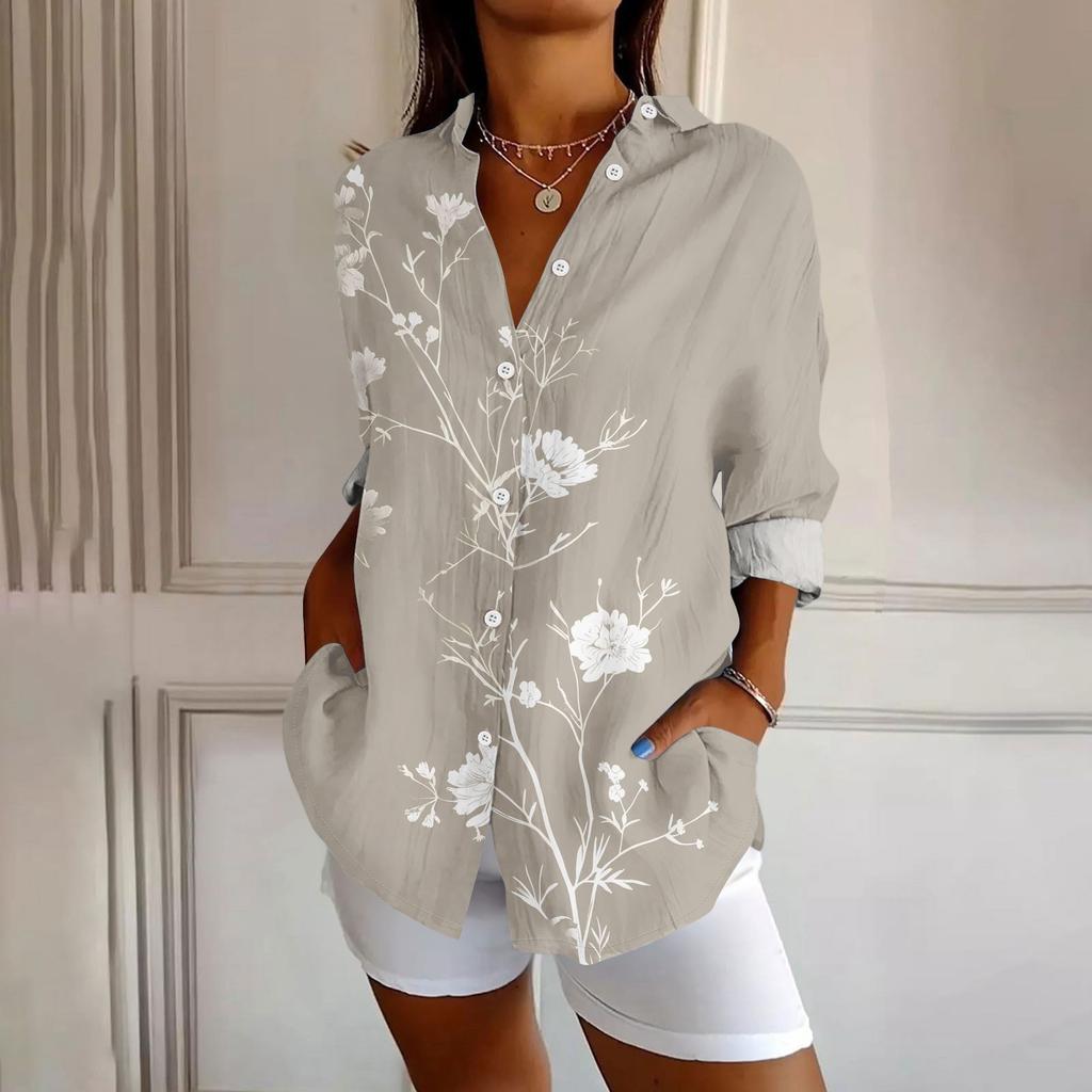 Womens Button Down Shirt Long Sleeve Shirts For Women Print Graphic Blouse Top