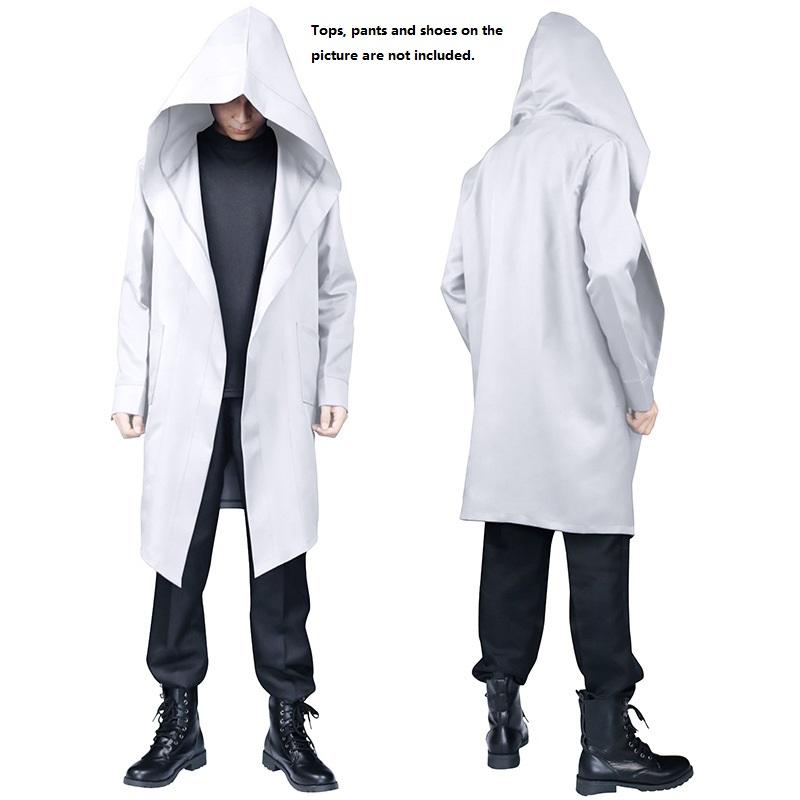 

Hooded Death Capes Women Men Witch Wizard Cloak Halloween Costume Cosplay White,3XL