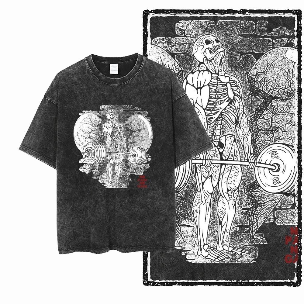 GYM Tiger NO PAIN NO GAIN Funny Graphic Print T-Shirt Men Women Streetwear Y2K Harajuku Hip Hop Fashion Summer New Tee Loose Casual Oversized Top