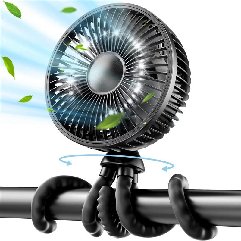 Portable USB Rechargeable Clip-On Fan - Silent, Compact, and Versatile for Strollers and Outdoor Use