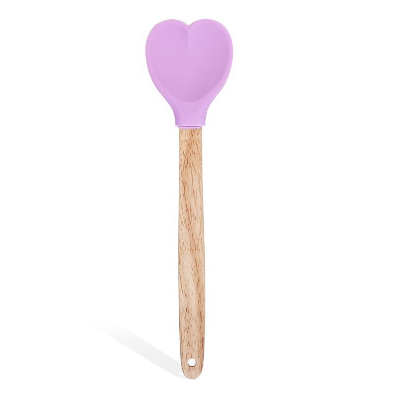 Herzförmiger Silikonspatel Rosa Liebe Spatel mit Holzgriff Backspatel Küchenutensilien Eierzubereitung Kuchenbackwerkzeug