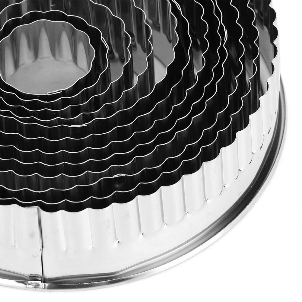 12pcs Round Stainless Steel Cake Biscuits Cookies Dough Cutter Mold with Teeth DIY Baking Tool