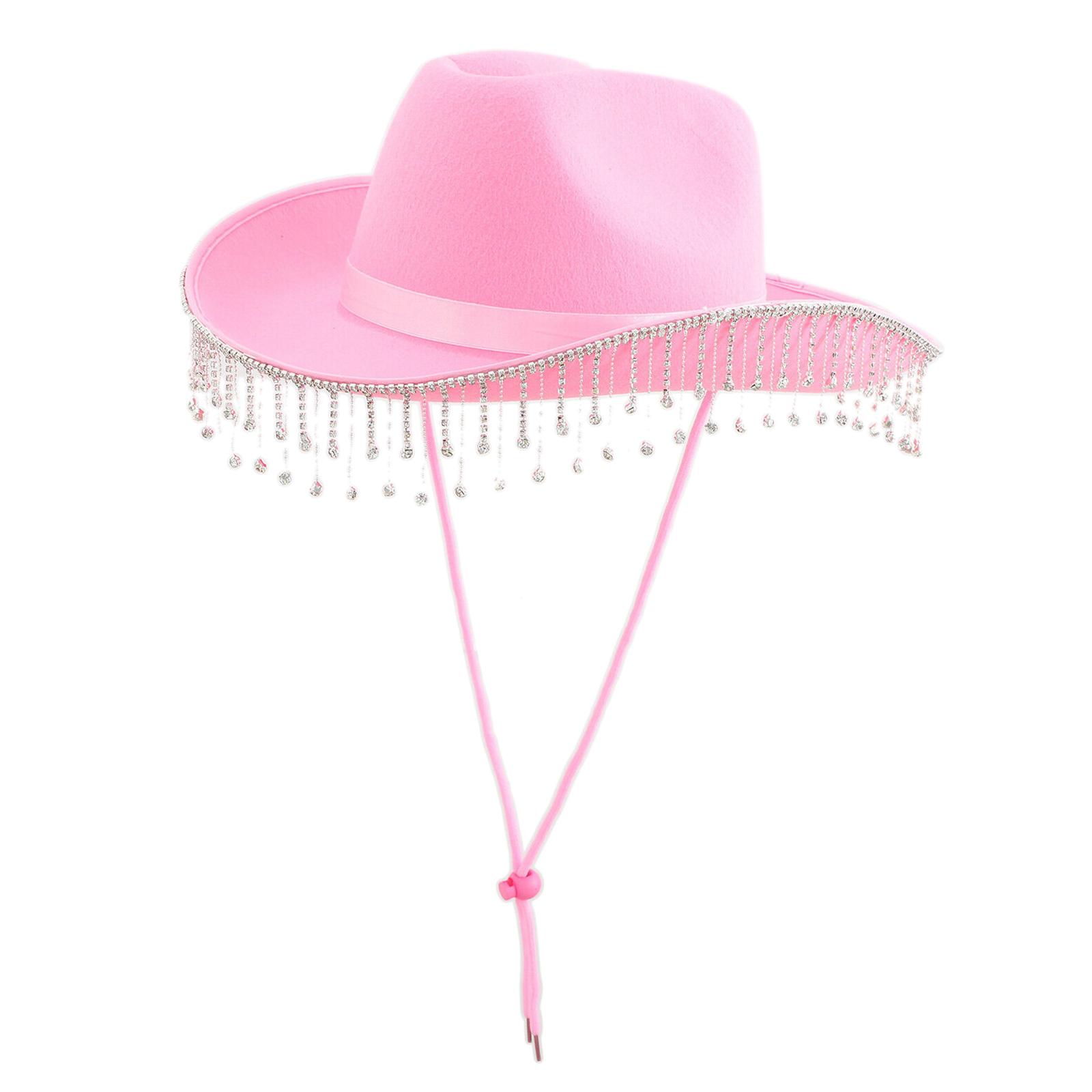 

Bridal Cowgirl Hats Glitter Rhinestones Cow Girl Hat Adult Size Wedding Cowboy Hat for Bachelorette Party 3 Color рожевий