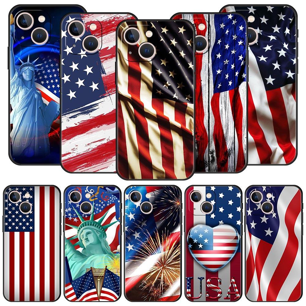 Phone Case Cover for iPhone 17 Pro Max 16 15 14 13 12 11 Pro Max Plus 17AIR Shockproof Soft TPU Bags American United States Flag