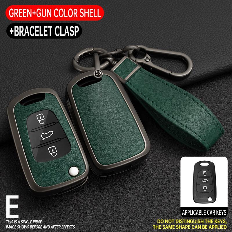 Zinc Alloy +Leather Car Key Case For Hyundai I20 I30 Ix20 Ix25 Ix35 Elantra Accent For KIA Rio 3 Soul Optima Ceed Pro K5 Pride