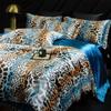 Luxury High-end Silk Leopard Print Bedding Set Soft Silk Satin Queen King Duvet Cover Sheet or Fitted Sheet Combination Set Gift