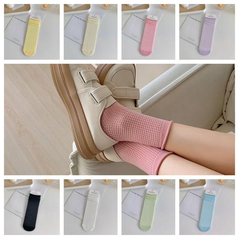 

Korean Women Ruffle Socks Hem Athletic Hosiery Soft Mesh Sock Calf