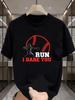 Baseball T Shirt Black Run I Dare You Graphic Design Sport Style Casual Wear Trendy Fashion Men'S Apparel PLUS SIZE