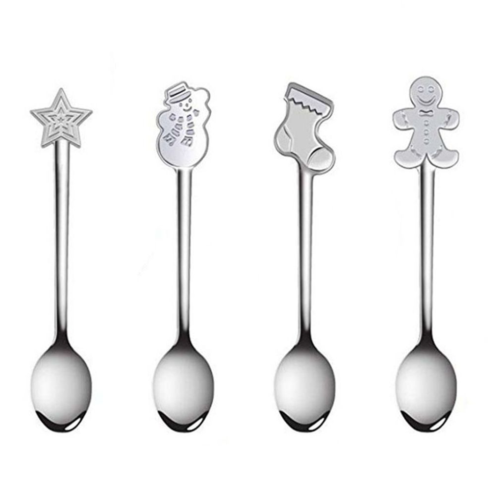 

Accessories New Year Xmas Gifts Soup Dessert Spoon Christmas Decorations Coffee Spoons Tableware серебряный