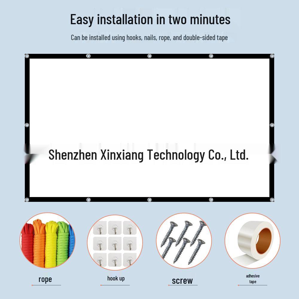100-150 Inch Foldable Outdoor HD Projector Screen, Soft Polyester