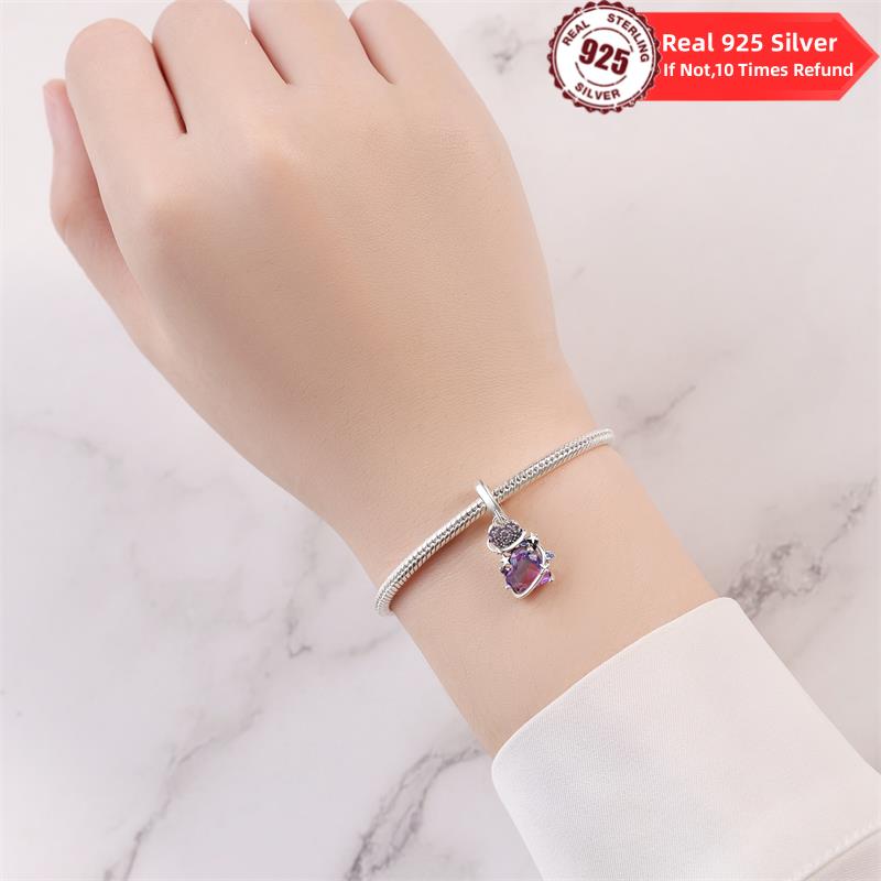 New Copper Jewelry For Women Pendant Lotus Love Planet Plant Plata Beads Original Charms Bracelet Diy Women Gifts